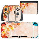 igsticker Nintendo Switch 用 デザインスキンシール 任天堂 ニンテンドー スイッチ 専用 本体ドック Joy-Con Joycon ジョイコン 専用 ゲーム機 カバー アクセサリー フィルム ステッカー 004608 紅葉 秋 シンプル