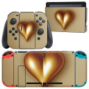 igsticker Nintendo Switch 用 デザインスキンシール 任天堂 ニンテンドー スイッチ 専用 本体ドック Joy-Con Joycon ジョイコン 専用 ゲーム機 カバー アクセサリー フィルム ステッカー 004627 ハート 金 ゴールド(2)