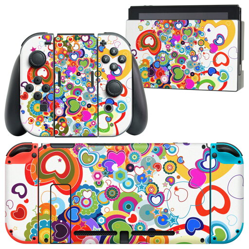 igsticker Nintendo Switch 用 デザインスキンシール 任天堂 ニンテンドー スイッチ 専用 本体ドック Joy-Con Joycon ジョイコン 専用 ゲーム機 カバー アクセサリー フィルム ステッカー 004640 ハート カラフル igsticker Nintendo Switch 用 デザインスキンシール 任天堂 ニンテンドー スイッチ 専用 本体ドック Joy-Con Joycon ジョイコン 専用 ゲーム機 カバー アクセサリー フィルム ステッカー 004640 ハート カラフル