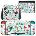 igsticker Nintendo Switch 用 デザインスキンシール 任天堂 ニンテンドー スイッチ 専用 本体ドック Joy-Con Joycon ジョイコン 専用 ゲーム機 カバー アクセサリー フィルム ステッカー 004660 ハート　星　ポップ