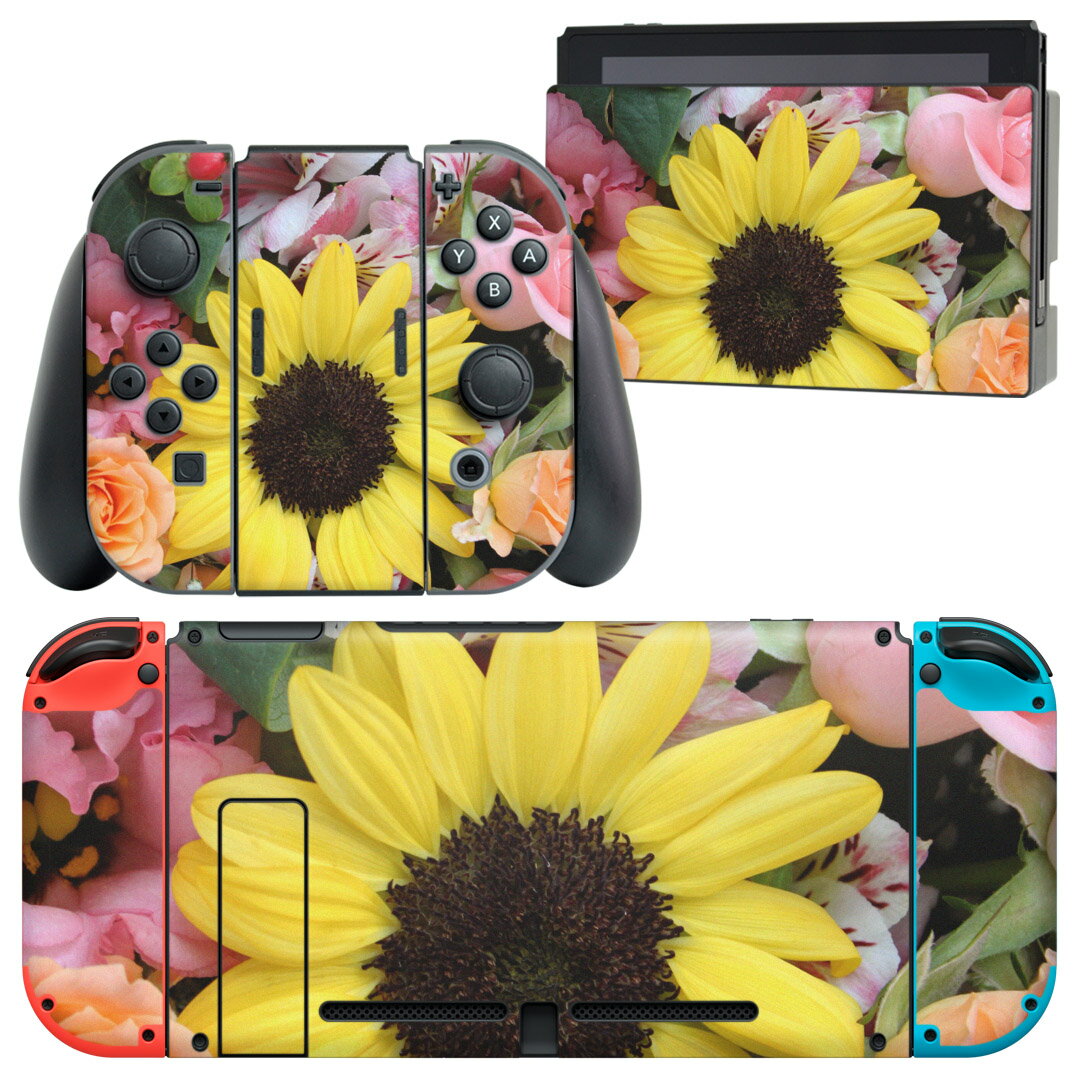 igsticker Nintendo Switch 用 デザインスキンシール 任天堂 ニンテンドー スイッチ 専用 本体ドック Joy-Con Joycon ジョイコン 専用 ゲーム機 カバー アクセサリー フィルム ステッカー 004662 花 写真