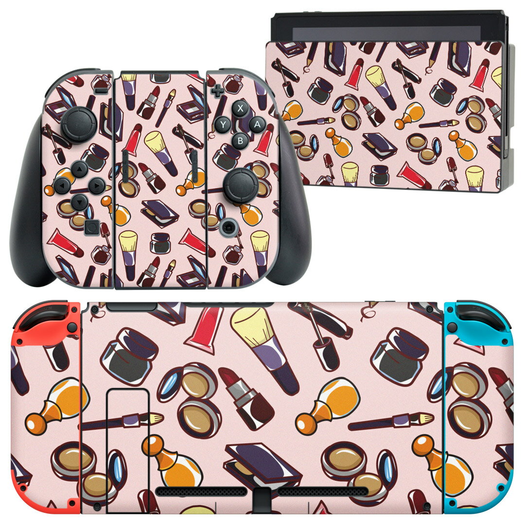 igsticker Nintendo Switch 用 デザインスキンシール 任天堂 ニンテンドー スイッチ 専用 本体ドック Joy-Con Joycon ジョイコン 専用 ゲーム機 カバー アクセサリー フィルム ステッカー 004677 メイク イラスト