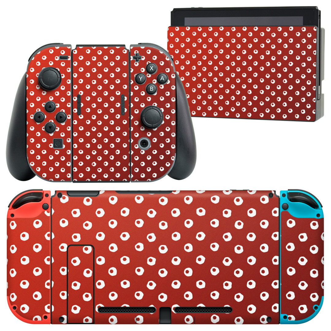 igsticker Nintendo Switch 用 デザインスキンシール 任天堂 ニンテンドー スイッチ 専用 本体ドック Joy-Con Joycon ジョイコン 専用 ゲーム機 カバー アクセサリー フィルム ステッカー 004746 赤　模様　シンプル
