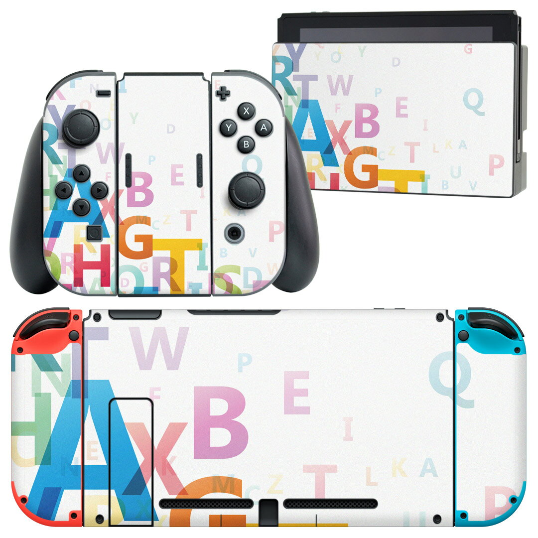 igsticker Nintendo Switch 用 デザインスキンシール 任天堂 ニンテンドー スイッチ 専用 本体ドック Joy-Con Joycon ジョイコン 専用 ゲーム機 カバー アクセサリー フィルム ステッカー 004747 英語　シンプル　文字