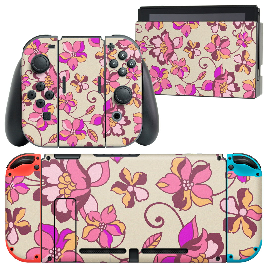 製品名 Nintendo Switch 本体裏面＆ドック正面＆ジョイコン専用 デザインスキンシール セット内容 Nintendo Switch 本体＆ドック＆ジョイコン用スキンシール（各1枚） ニンテンドースイッチ専用です。携帯機のSwitch LiteやProコンには対応していません。 商品特徴 再剥離性シートを素材に採用し、細かな位置調整がしやすく貼り直しが容易です。専用の業務プリンターを使い、商品画像と遜色のない美しい印刷仕上がり。 注意事項 画像はサンプルですので、ご覧の環境によっては多少色味に違いを感じる場合がございます。 イメージと違った、モニターと色味が異なるという理由での交換や返金はご対応出来かねます。スキンシールのみの販売で、ニンテンドースイッチ本体などは付属しません。シワができた場合、ドライヤーなどで軽く温め、外側に向けてシワを伸ばすように貼ってください。初回貼付時の位置調整や貼り直しは可能ですが、しっかりと押し付けて接着させた後の再剥離、再利用は保証しておりません。また接着部に油分や汚れが付着しますと角の部分は剥がれやすくなりますので、貼付時はあまり触れないようにご注意ください。無地のセミグロスシートにデザインをプリントした商品で、デコなどの加工はございません。 凹凸や光沢があるように見えたり布地や金属を素材にしたように見える商品もありますが、デザインの図版によるものです。印刷時に微妙な画像のズレが生じる場合がございます。ご注文後に1点1点制作する受注生産品の為、不良品以外のご返品や交換は固くお断りします。当店における繰り返しの実機テストでは問題ありませんでしたが、経過年数や使用環境により、シールを剥がす際に本体の塗装が一部剥がれる可能性があります。恐れ入りますが、万が一そのような状況になった場合でも当店ではゲーム機本体の保証は出来かねますので、予めご理解の上お求めください。 商品発送 完全受注生産のハンドメイド商品となりますので、既製品と比べて発送までお時間を頂いています。 基本的に決済確認後2?3営業日、最大で10営業日での発送となります。繁忙期や休業日明けの場合はさらに時間がかかる場合があります。 その際には別途メールにてご連絡致します。メール便の場合、発送日から到着までに2?4日ほどかかる場合が多く、紛失などの保障もご対応できかねます。あらかじめご了承下さい。