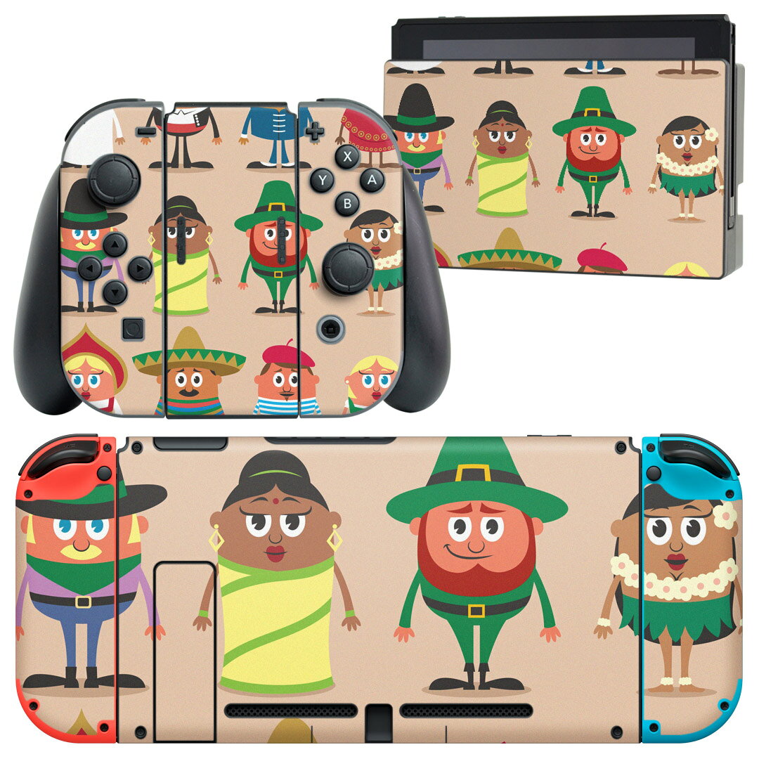 igsticker Nintendo Switch 用 デザインスキンシール 任天堂 ニンテンドー スイッチ 専用 本体ドック Joy-Con Joycon ジョイコン 専用 ゲーム機 カバー アクセサリー フィルム ステッカー 004848 キャラクター イラスト