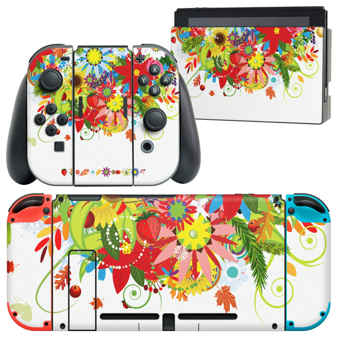 製品名 Nintendo Switch 本体裏面＆ドック正面＆ジョイコン専用 デザインスキンシール セット内容 Nintendo Switch 本体＆ドック＆ジョイコン用スキンシール（各1枚） ニンテンドースイッチ専用です。携帯機のSwitch LiteやProコンには対応していません。 商品特徴 再剥離性シートを素材に採用し、細かな位置調整がしやすく貼り直しが容易です。専用の業務プリンターを使い、商品画像と遜色のない美しい印刷仕上がり。 注意事項 画像はサンプルですので、ご覧の環境によっては多少色味に違いを感じる場合がございます。 イメージと違った、モニターと色味が異なるという理由での交換や返金はご対応出来かねます。スキンシールのみの販売で、ニンテンドースイッチ本体などは付属しません。シワができた場合、ドライヤーなどで軽く温め、外側に向けてシワを伸ばすように貼ってください。初回貼付時の位置調整や貼り直しは可能ですが、しっかりと押し付けて接着させた後の再剥離、再利用は保証しておりません。また接着部に油分や汚れが付着しますと角の部分は剥がれやすくなりますので、貼付時はあまり触れないようにご注意ください。無地のセミグロスシートにデザインをプリントした商品で、デコなどの加工はございません。 凹凸や光沢があるように見えたり布地や金属を素材にしたように見える商品もありますが、デザインの図版によるものです。印刷時に微妙な画像のズレが生じる場合がございます。ご注文後に1点1点制作する受注生産品の為、不良品以外のご返品や交換は固くお断りします。当店における繰り返しの実機テストでは問題ありませんでしたが、経過年数や使用環境により、シールを剥がす際に本体の塗装が一部剥がれる可能性があります。恐れ入りますが、万が一そのような状況になった場合でも当店ではゲーム機本体の保証は出来かねますので、予めご理解の上お求めください。 商品発送 完全受注生産のハンドメイド商品となりますので、既製品と比べて発送までお時間を頂いています。 基本的に決済確認後2?3営業日、最大で10営業日での発送となります。繁忙期や休業日明けの場合はさらに時間がかかる場合があります。 その際には別途メールにてご連絡致します。メール便の場合、発送日から到着までに2?4日ほどかかる場合が多く、紛失などの保障もご対応できかねます。あらかじめご了承下さい。