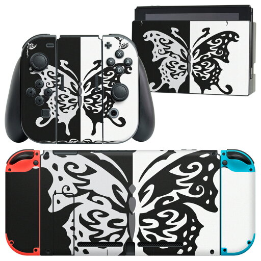igsticker Nintendo Switch 用 デザインスキンシール 任天堂 ニンテンドー スイッチ 専用 本体ドック Joy-Con Joycon ジョイコン 専用 ゲーム機 カバー アクセサリー フィルム ステッカー 004887 蝶 白 黒 igsticker Nintendo Switch 用 デザインスキンシール 任天堂 ニンテンドー スイッチ 専用 本体ドック Joy-Con Joycon ジョイコン 専用 ゲーム機 カバー アクセサリー フィルム ステッカー 004887 蝶 白 黒