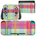 igsticker Nintendo Switch 用 デザインスキンシール 任天堂 ニンテンドー スイッチ 専用 本体ドック Joy-Con Joycon ジョイコン 専用 ゲーム機 カバー アクセサリー フィルム ステッカー 005149 チェック 赤 緑(2)