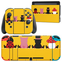 igsticker Nintendo Switch 用 デザインスキンシール 任天堂 ニンテンドー スイッチ 専用 本体ドック Joy-Con Joycon ジョイコン 専用 ゲーム機 カバー アクセサリー フィルム ステッカー 005159 キャラクター　イラスト　オレンジ