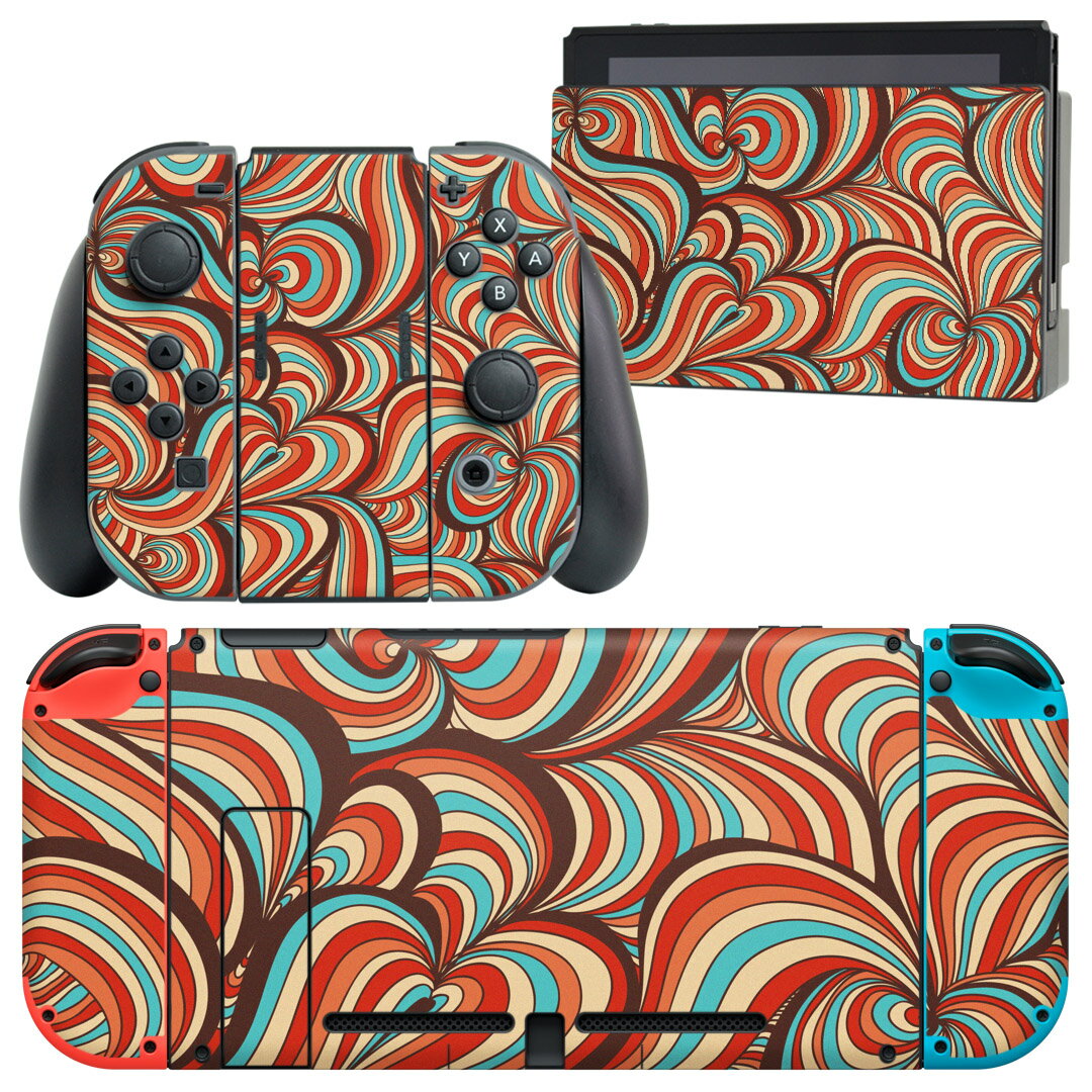 igsticker Nintendo Switch 用 デザインスキンシール 任天堂 ニンテンドー スイッチ 専用 本体ドック Joy-Con Joycon ジョイコン 専用 ゲーム機 カバー アクセサリー フィルム ステッカー 005205 モダン 模様 柄