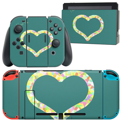 igsticker Nintendo Switch 用 デザインスキンシール 任天堂 ニンテンドー スイッチ 専用 本体ドック Joy-Con Joycon ジョイコン 専用 ゲーム機 カバー アクセサリー フィルム ステッカー 005279 ハート カラフル 緑 igsticker Nintendo Switch 用 デザインスキンシール 任天堂 ニンテンドー スイッチ 専用 本体ドック Joy-Con Joycon ジョイコン 専用 ゲーム機 カバー アクセサリー フィルム ステッカー 005279 ハート カラフル 緑