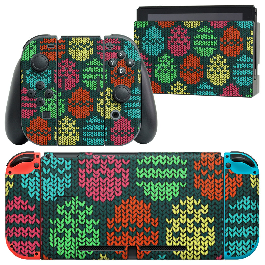 igsticker Nintendo Switch 用 デザインスキンシール 任天堂 ニンテンドー スイッチ 専用 本体ドック Joy-Con Joycon ジョイコン 専用 ゲーム機 カバー アクセサリー フィルム ステッカー 005320 カラフル　模様　柄