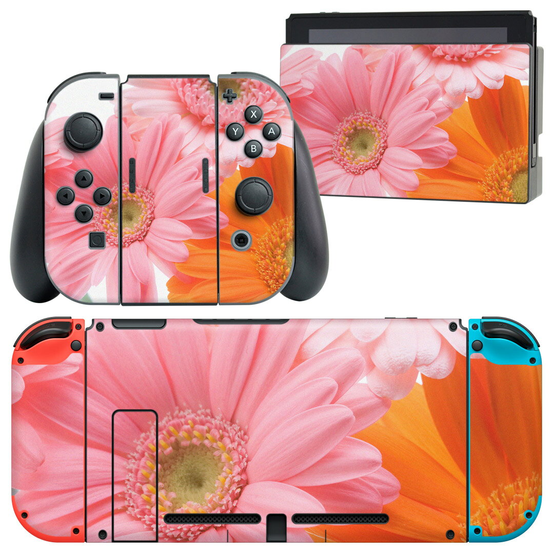 igsticker Nintendo Switch 用 デザインスキンシール 任天堂 ニンテンドー スイッチ 専用 本体ドック Joy-Con Joycon ジョイコン 専用 ゲーム機 カバー アクセサリー フィルム ステッカー 005378 花　　写真