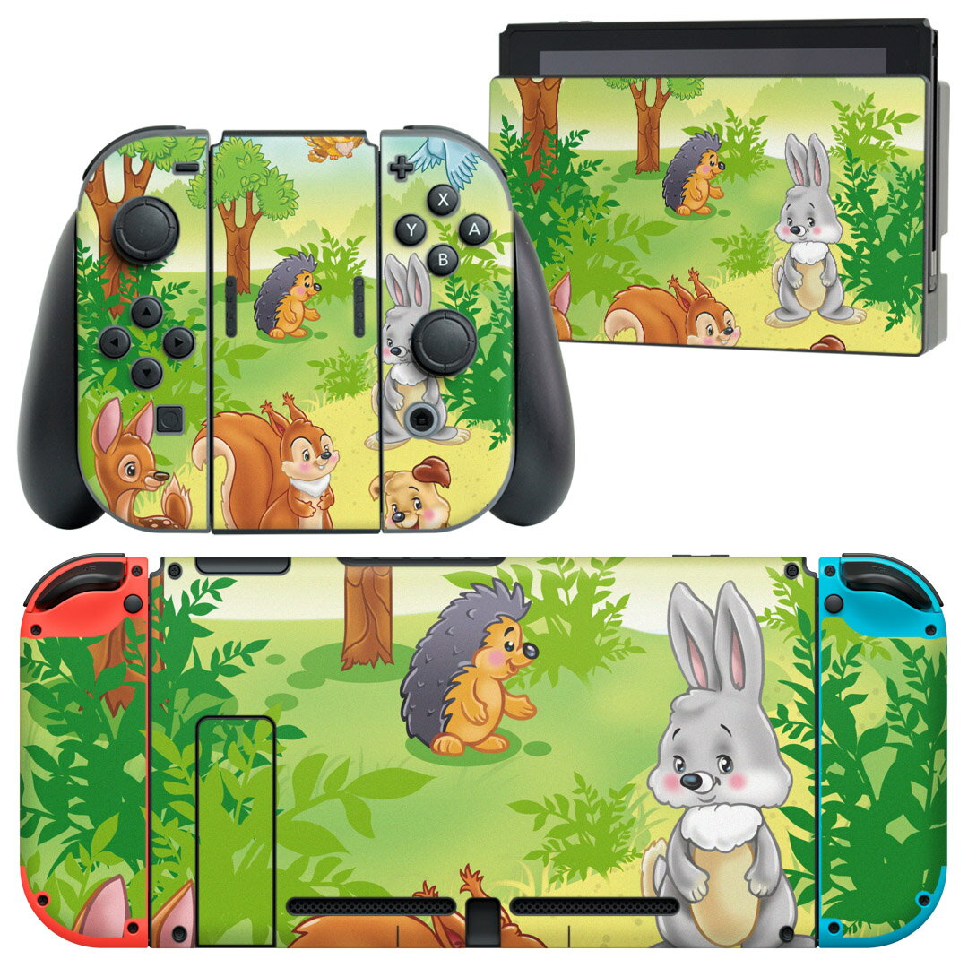 igsticker Nintendo Switch 用 デザインスキンシール 任天堂 ニンテンドー スイッチ 専用 本体ドック Joy-Con Joycon ジョイコン 専用 ゲーム機 カバー アクセサリー フィルム ステッカー 005480 動物 キャラクター イラスト