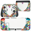 igsticker Nintendo Switch 用 デザインスキンシール 任天堂 ニンテンドー スイッチ 専用 本体ドック Joy-Con Joycon ジョイコン 専用 ゲーム機 カバー アクセサリー フィルム ステッカー 005517 カラフル ハート