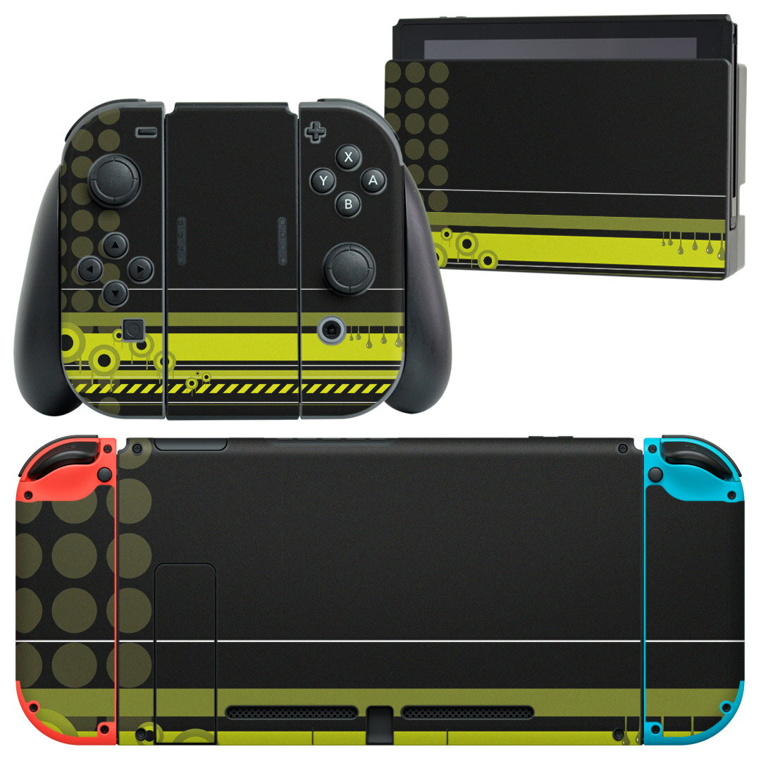igsticker Nintendo Switch 用 デザインスキンシール 任天堂 ニンテンドー スイッチ 専用 本体ドック Joy-Con Joycon ジョイコン 専用 ゲーム機 カバー アクセサリー フィルム ステッカー 005622 黄緑 デザイン