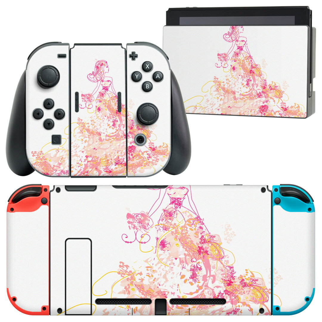 igsticker Nintendo Switch 用 デザインスキンシール 任天堂 ニンテンドー スイッチ 専用 本体ドック Joy-Con Joycon ジョイコン 専用 ゲーム機 カバー アクセサリー フィルム ステッカー 005674 花　　人物