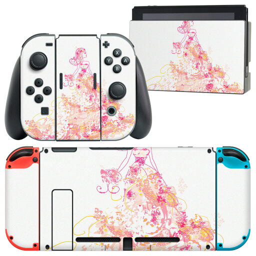 igsticker Nintendo Switch 用 デザインスキンシール 任天堂 ニンテンドー スイッチ 専用 本体ドック Joy-Con Joycon ジョイコン 専用 ゲーム機 カバー アクセサリー フィルム ステッカー 005674 花  人物