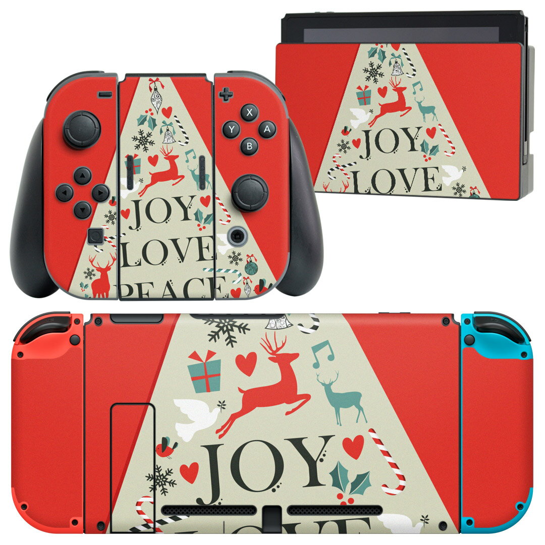 igsticker Nintendo Switch 用 デザインスキンシール 任天堂 ニンテンドー スイッチ 専用 本体ドック Joy-Con Joycon ジョイコン 専用 ゲーム機 カバー アクセサリー フィルム ステッカー 005690 トナカイ クリスマス