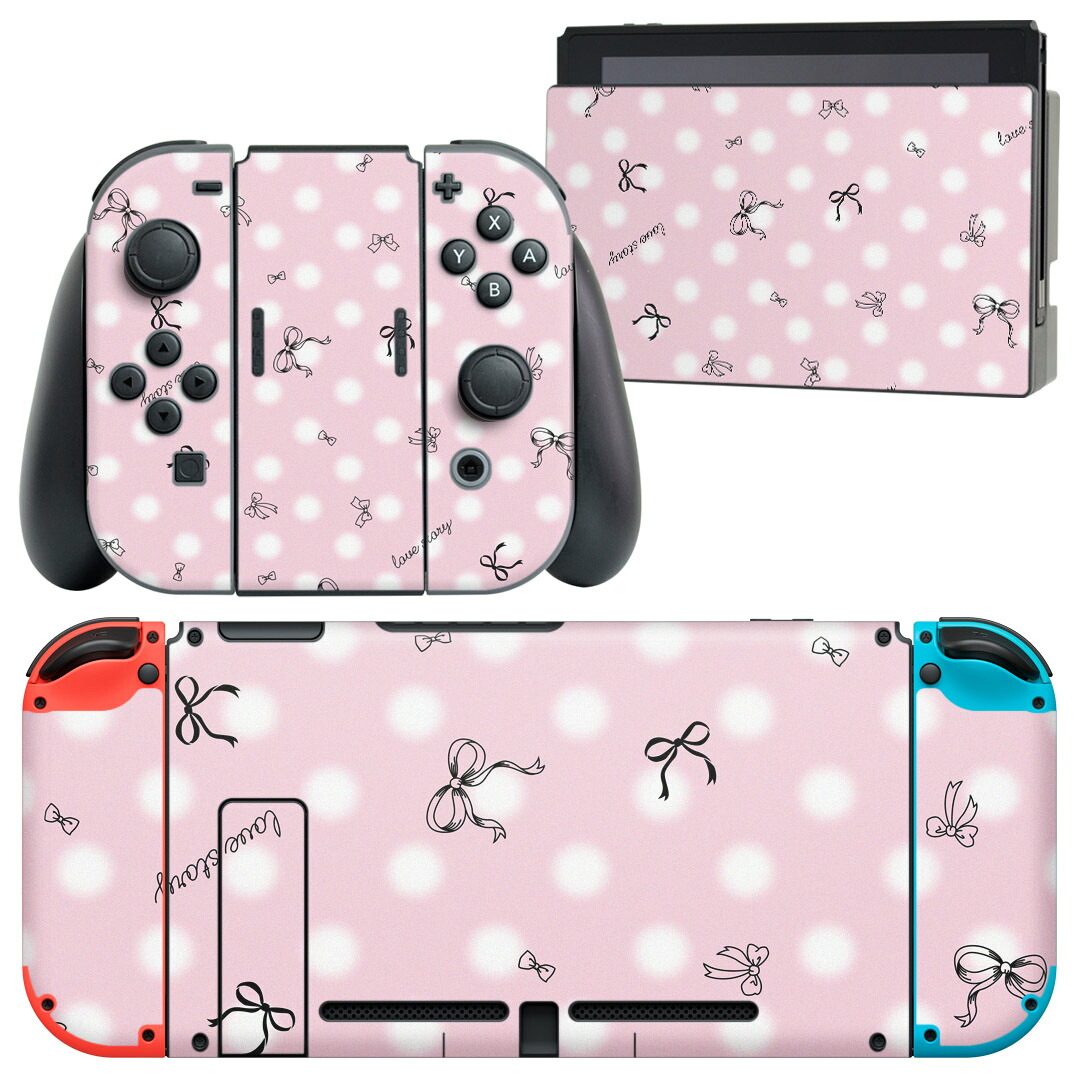 製品名 Nintendo Switch 本体裏面＆ドック正面＆ジョイコン専用 デザインスキンシール セット内容 Nintendo Switch 本体＆ドック＆ジョイコン用スキンシール（各1枚） ニンテンドースイッチ専用です。携帯機のSwitch LiteやProコンには対応していません。 商品特徴 再剥離性シートを素材に採用し、細かな位置調整がしやすく貼り直しが容易です。専用の業務プリンターを使い、商品画像と遜色のない美しい印刷仕上がり。 注意事項 画像はサンプルですので、ご覧の環境によっては多少色味に違いを感じる場合がございます。 イメージと違った、モニターと色味が異なるという理由での交換や返金はご対応出来かねます。スキンシールのみの販売で、ニンテンドースイッチ本体などは付属しません。シワができた場合、ドライヤーなどで軽く温め、外側に向けてシワを伸ばすように貼ってください。初回貼付時の位置調整や貼り直しは可能ですが、しっかりと押し付けて接着させた後の再剥離、再利用は保証しておりません。また接着部に油分や汚れが付着しますと角の部分は剥がれやすくなりますので、貼付時はあまり触れないようにご注意ください。無地のセミグロスシートにデザインをプリントした商品で、デコなどの加工はございません。 凹凸や光沢があるように見えたり布地や金属を素材にしたように見える商品もありますが、デザインの図版によるものです。印刷時に微妙な画像のズレが生じる場合がございます。ご注文後に1点1点制作する受注生産品の為、不良品以外のご返品や交換は固くお断りします。当店における繰り返しの実機テストでは問題ありませんでしたが、経過年数や使用環境により、シールを剥がす際に本体の塗装が一部剥がれる可能性があります。恐れ入りますが、万が一そのような状況になった場合でも当店ではゲーム機本体の保証は出来かねますので、予めご理解の上お求めください。 商品発送 完全受注生産のハンドメイド商品となりますので、既製品と比べて発送までお時間を頂いています。 基本的に決済確認後2?3営業日、最大で10営業日での発送となります。繁忙期や休業日明けの場合はさらに時間がかかる場合があります。 その際には別途メールにてご連絡致します。メール便の場合、発送日から到着までに2?4日ほどかかる場合が多く、紛失などの保障もご対応できかねます。あらかじめご了承下さい。