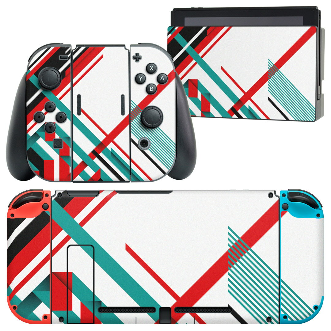 igsticker Nintendo Switch 用 デザインスキンシール 任天堂 ニンテンドー スイッチ 専用 本体ドック Joy-Con Joycon ジョイコン 専用 ゲーム機 カバー アクセサリー フィルム ステッカー 005865 カラフル　デザイン