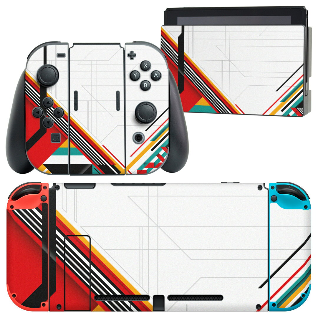 igsticker Nintendo Switch 用 デザインスキンシール 任天堂 ニンテンドー スイッチ 専用 本体ドック Joy-Con Joycon ジョイコン 専用 ゲーム機 カバー アクセサリー フィルム ステッカー 005866 カラフル　デザイン