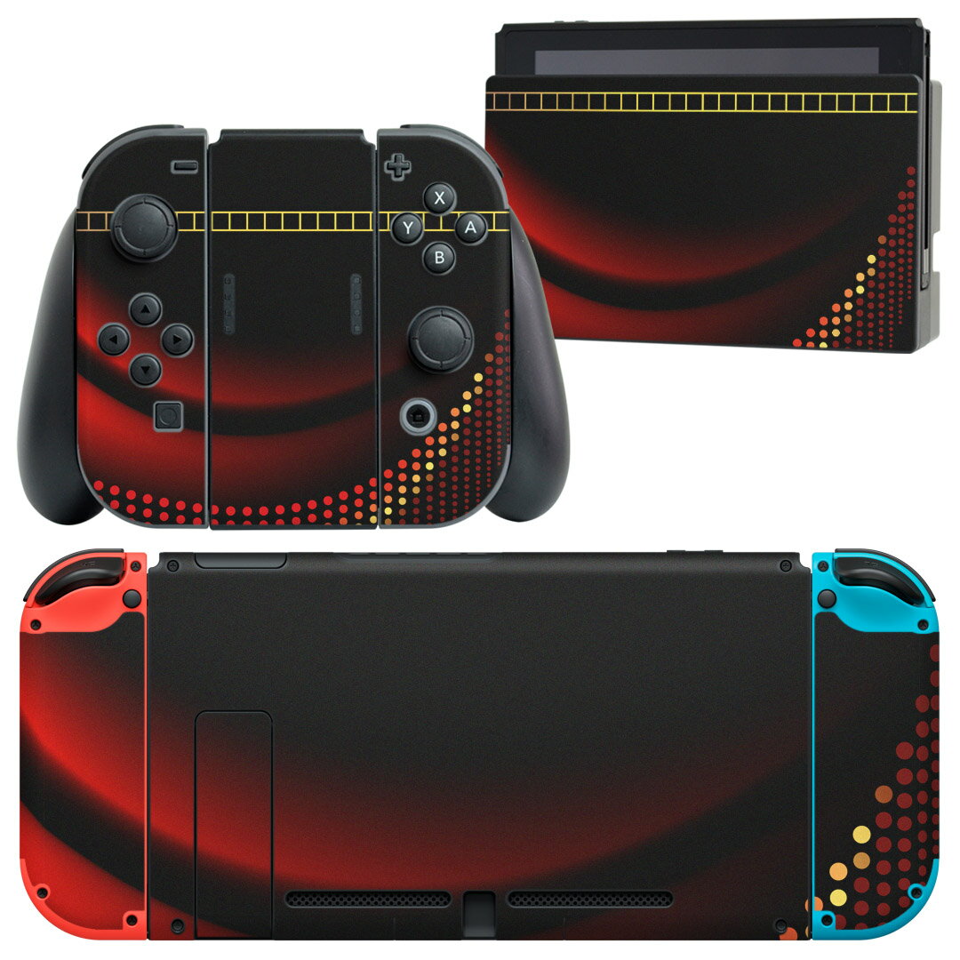 igsticker Nintendo Switch 用 デザインスキンシール 任天堂 ニンテンドー スイッチ 専用 本体ドック Joy-Con Joycon ジョイコン 専用 ゲーム機 カバー アクセサリー フィルム ステッカー 005885 赤　レッド　デジタル
