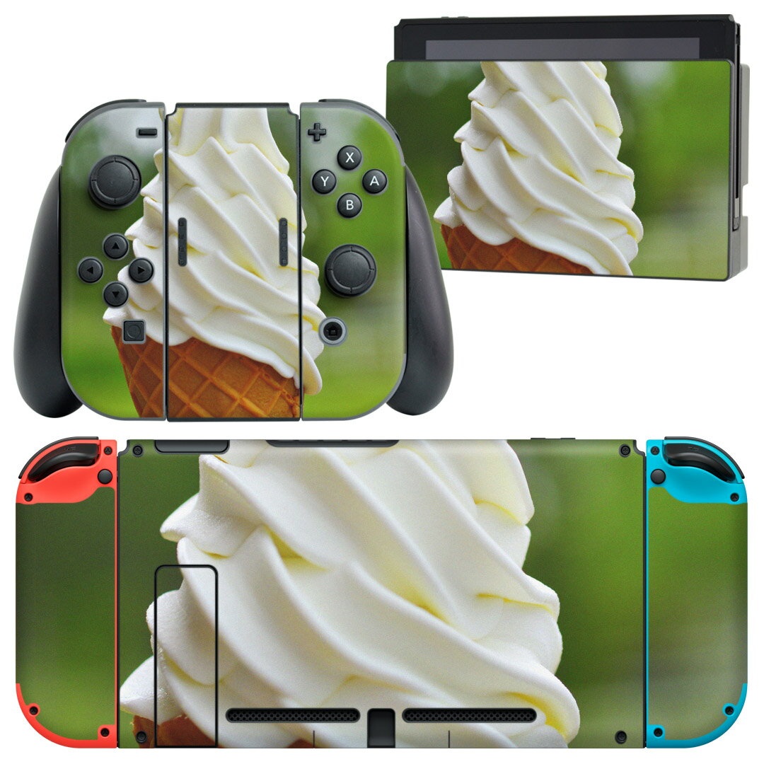 igsticker Nintendo Switch 用 デザインスキンシール 任天堂 ニンテンドー スイッチ 専用 本体ドック Joy-Con Joycon ジョイコン 専用 ゲーム機 カバー アクセサリー フィルム ステッカー 005929 写真　アイス