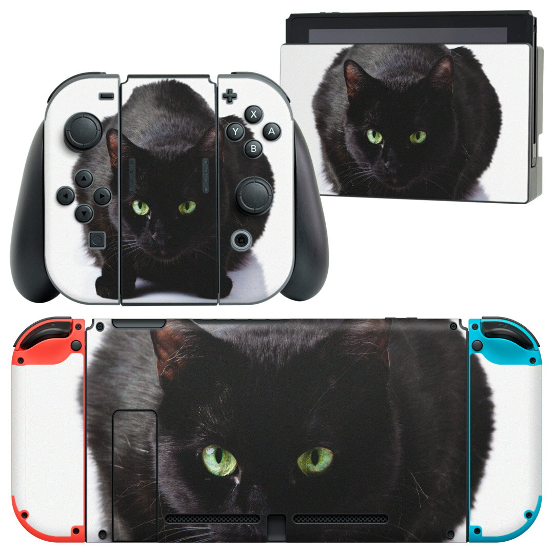igsticker Nintendo Switch 用 デザインスキンシール 任天堂 ニンテンドー スイッチ 専用 本体ドック Joy-Con Joycon ジョイコン 専用 ゲーム機 カバー アクセサリー フィルム ステッカー 005958 アニマル 写真 動物 ねこ 猫