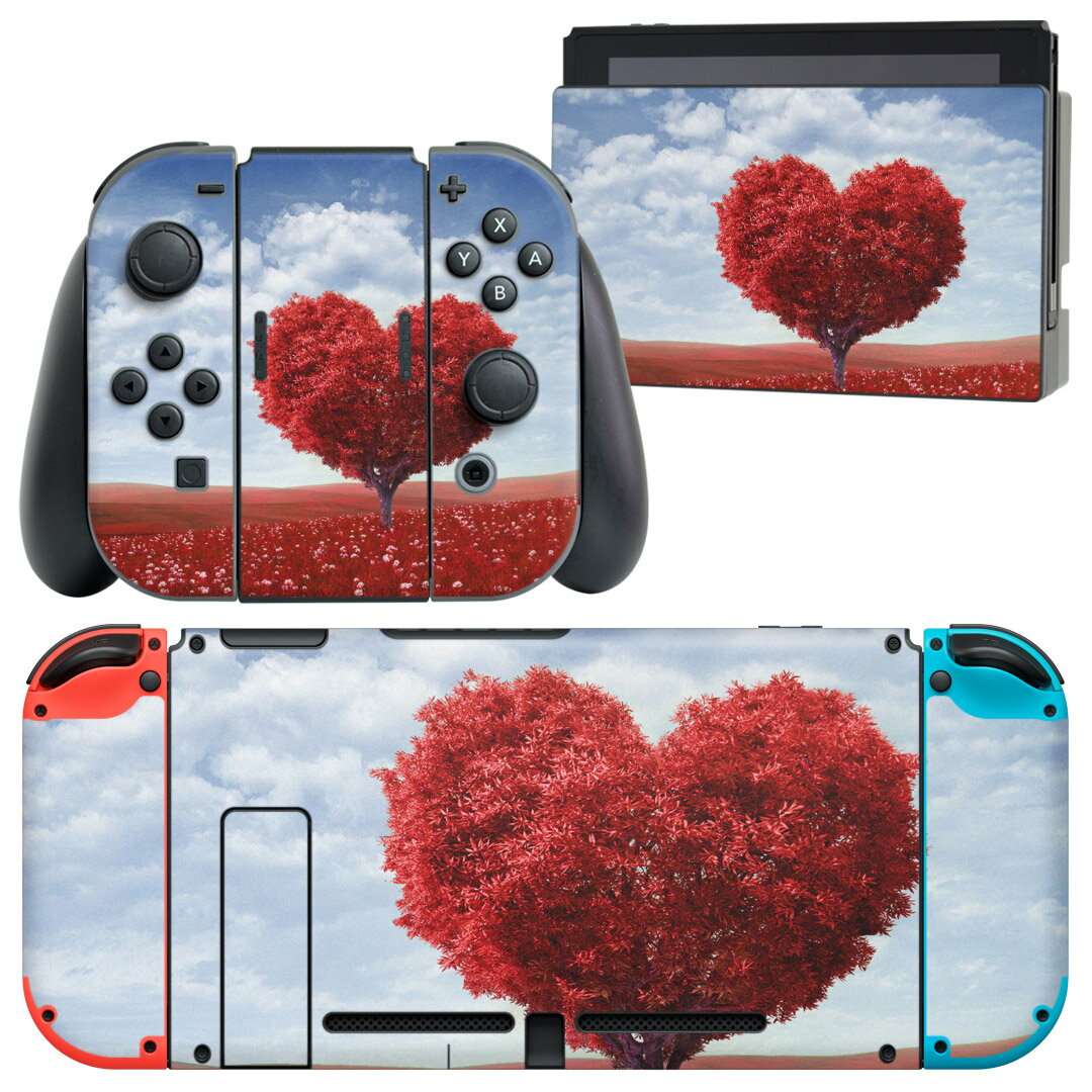 igsticker Nintendo Switch 用 デザインスキンシール 任天堂 ニンテンドー スイッチ 専用 本体ドック Joy-Con Joycon ジョイコン 専用 ゲーム機 カバー アクセサリー フィルム ステッカー 006009 写真 ハート 植物