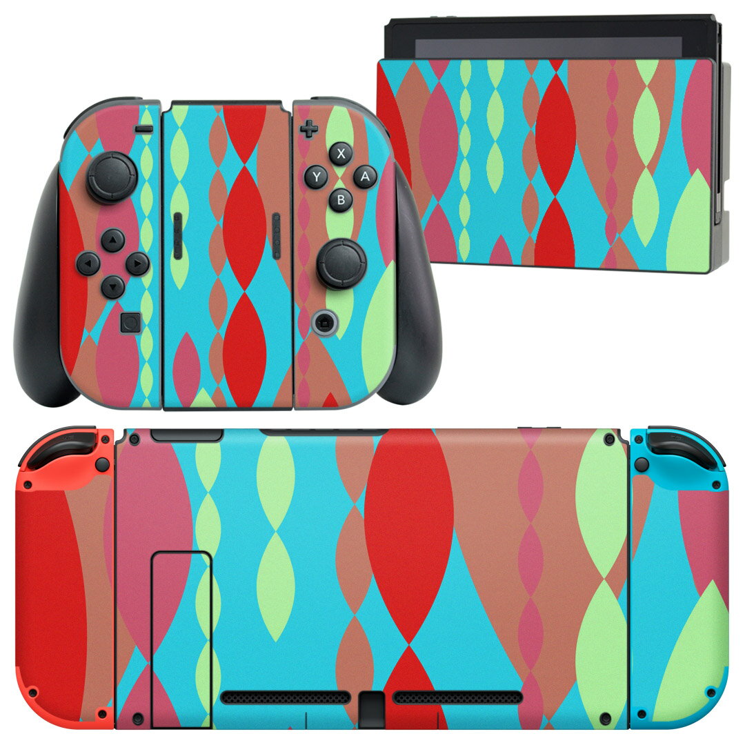 igsticker Nintendo Switch 用 デザインスキンシール 任天堂 ニンテンドー スイッチ 専用 本体ドック Joy-Con Joycon ジョイコン 専用 ゲーム機 カバー アクセサリー フィルム ステッカー 006075 水色　模様