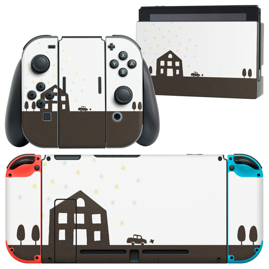 igsticker Nintendo Switch 用 デザインスキンシール 任天堂 ニンテンドー スイッチ 専用 本体ドック Joy-Con Joycon ジョイコン 専用 ゲーム機 カバー アクセサリー フィルム ステッカー 006082 イラスト 車 建物