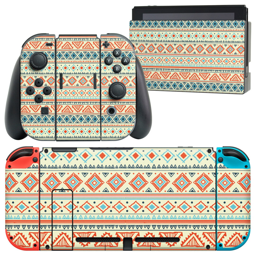 igsticker Nintendo Switch 用 デザインスキンシール 任天堂 ニンテンドー スイッチ 専用 本体ドック Joy-Con Joycon ジョイコン 専用 ゲーム機 カバー アクセサリー フィルム ステッカー 006121 オレンジ 模様
