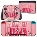 igsticker Nintendo Switch 用 デザインスキンシール 任天堂 ニンテンドー スイッチ 専用 本体ドック Joy-Con Joycon ジョイコン 専用 ゲーム機 カバー アクセサリー フィルム ステッカー 006184 イチゴ 苺 英語 文字