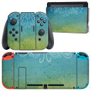 igsticker Nintendo Switch 用 デザインスキンシール 任天堂 ニンテンドー スイッチ 専用 本体ドック Joy-Con Joycon ジョイコン 専用 ゲーム機 カバー アクセサリー フィルム ステッカー 006190 レース 青 ブルー(2)
