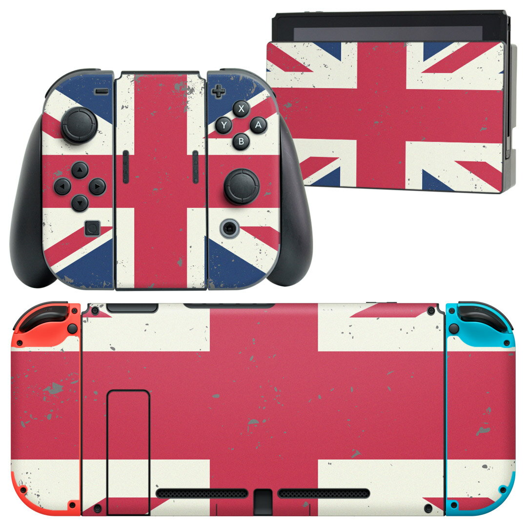igsticker Nintendo Switch 用 デザインスキンシール 任天堂 ニンテンドー スイッチ 専用 本体ドック Joy-Con Joycon ジョイコン 専用 ゲーム機 カバー アクセサリー フィルム ステッカー 006233 国旗 英国