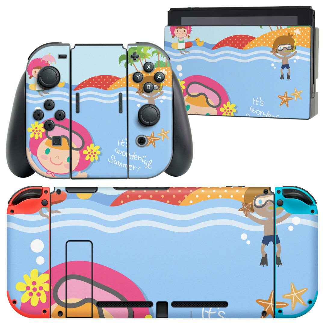 igsticker Nintendo Switch 用 デザインスキンシール 任天堂 ニンテンドー スイッチ 専用 本体ドック Joy-Con Joycon ジョイコン 専用 ゲーム機 カバー アクセサリー フィルム ステッカー 006291 海　キャラクター　イラスト