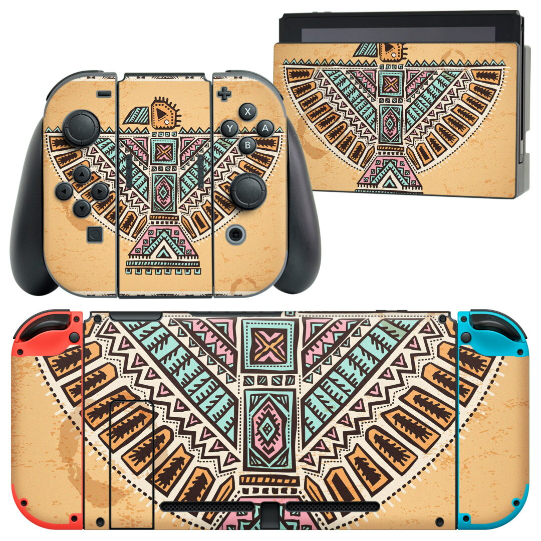 igsticker Nintendo Switch 用 デザインスキンシール 任天堂 ニンテンドー スイッチ 専用 本体ドック Joy-Con Joycon ジョイコン 専用 ゲーム機 カバー アクセサリー フィルム ステッカー 006301 鳥 模様