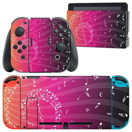 igsticker Nintendo Switch 用 デザインスキンシール 任天堂 ニンテンドー スイッチ 専用 本体ドック Joy-Con Joycon ジョイコン 専用 ゲーム機 カバー アクセサリー フィルム ステッカー 006354 音符 楽譜