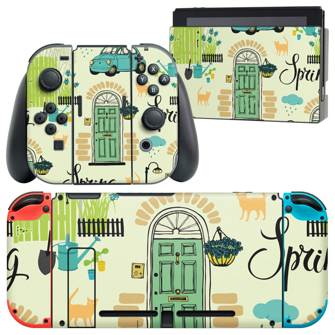 igsticker Nintendo Switch 用 デザインスキンシール 任天堂 ニンテンドー スイッチ 専用 本体ドック Joy-Con Joycon ジョイコン 専用 ゲーム機 カバー アクセサリー フィルム ステッカー 006356 イラスト　車　ドア