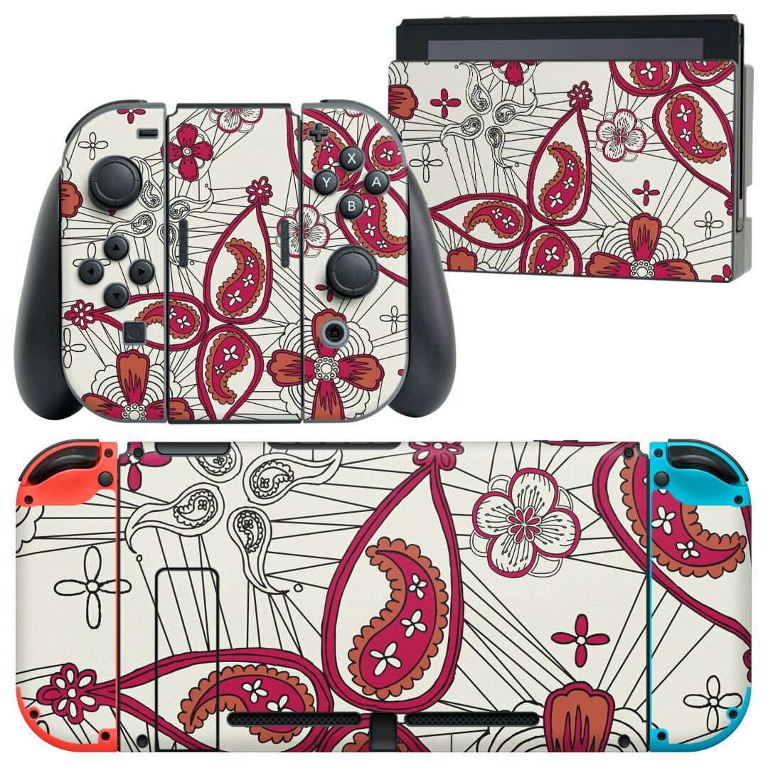 igsticker Nintendo Switch 用 デザインスキンシール 任天堂 ニンテンドー スイッチ 専用 本体ドック Joy-Con Joycon ジョイコン 専用 ゲーム機 カバー アクセサリー フィルム ステッカー 006430 花