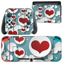 igsticker Nintendo Switch 用 デザインスキンシール 任天堂 ニンテンドー スイッチ 専用 本体ドック Joy-Con Joycon ジョイコン 専用 ゲーム機 カバー アクセサリー フィルム ステッカー 006439 ハート 模様(2)