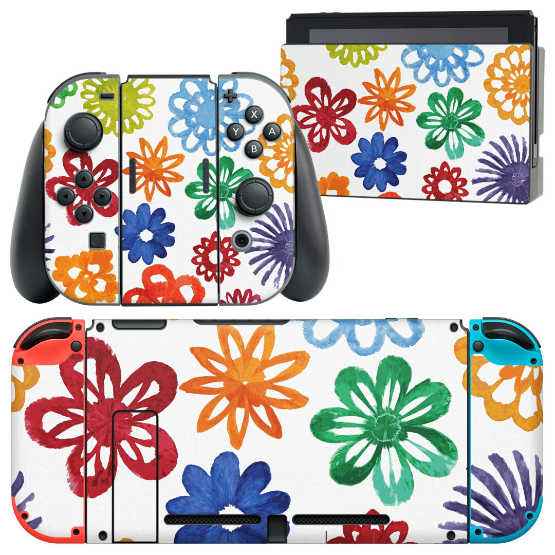 製品名 Nintendo Switch 本体裏面＆ドック正面＆ジョイコン専用 デザインスキンシール セット内容 Nintendo Switch 本体＆ドック＆ジョイコン用スキンシール（各1枚） ニンテンドースイッチ専用です。携帯機のSwitch LiteやProコンには対応していません。 商品特徴 再剥離性シートを素材に採用し、細かな位置調整がしやすく貼り直しが容易です。専用の業務プリンターを使い、商品画像と遜色のない美しい印刷仕上がり。 注意事項 画像はサンプルですので、ご覧の環境によっては多少色味に違いを感じる場合がございます。 イメージと違った、モニターと色味が異なるという理由での交換や返金はご対応出来かねます。スキンシールのみの販売で、ニンテンドースイッチ本体などは付属しません。シワができた場合、ドライヤーなどで軽く温め、外側に向けてシワを伸ばすように貼ってください。初回貼付時の位置調整や貼り直しは可能ですが、しっかりと押し付けて接着させた後の再剥離、再利用は保証しておりません。また接着部に油分や汚れが付着しますと角の部分は剥がれやすくなりますので、貼付時はあまり触れないようにご注意ください。無地のセミグロスシートにデザインをプリントした商品で、デコなどの加工はございません。 凹凸や光沢があるように見えたり布地や金属を素材にしたように見える商品もありますが、デザインの図版によるものです。印刷時に微妙な画像のズレが生じる場合がございます。ご注文後に1点1点制作する受注生産品の為、不良品以外のご返品や交換は固くお断りします。当店における繰り返しの実機テストでは問題ありませんでしたが、経過年数や使用環境により、シールを剥がす際に本体の塗装が一部剥がれる可能性があります。恐れ入りますが、万が一そのような状況になった場合でも当店ではゲーム機本体の保証は出来かねますので、予めご理解の上お求めください。 商品発送 完全受注生産のハンドメイド商品となりますので、既製品と比べて発送までお時間を頂いています。 基本的に決済確認後2?3営業日、最大で10営業日での発送となります。繁忙期や休業日明けの場合はさらに時間がかかる場合があります。 その際には別途メールにてご連絡致します。メール便の場合、発送日から到着までに2?4日ほどかかる場合が多く、紛失などの保障もご対応できかねます。あらかじめご了承下さい。