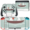 igsticker Nintendo Switch 用 デザインスキンシール 任天堂 ニンテンドー スイッチ 専用 本体ドック Joy-Con Joycon ジョイコン 専用 ゲーム機 カバー アクセサリー フィルム ステッカー 006509 うさぎハート ボート