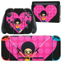 igsticker Nintendo Switch 用 デザインスキンシール 任天堂 ニンテンドー スイッチ 専用 本体ドック Joy-Con Joycon ジョイコン 専用 ゲーム機 カバー アクセサリー フィルム ステッカー 006517 アフロ　ハート 1