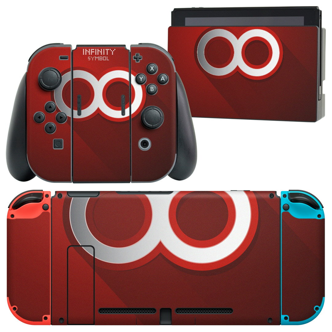 igsticker Nintendo Switch 用 デザインスキンシール 任天堂 ニンテンドー スイッチ 専用 本体ドック Joy-Con Joycon ジョイコン 専用 ゲーム機 カバー アクセサリー フィルム ステッカー 006535 無限 赤 レッド