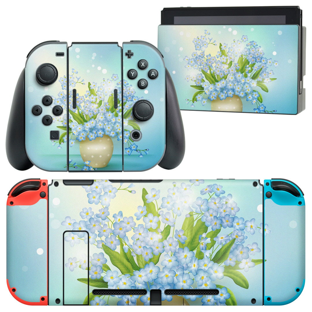 igsticker Nintendo Switch 用 デザインスキンシール 任天堂 ニンテンドー スイッチ 専用 本体ドック Joy-Con Joycon ジョイコン 専用 ゲーム機 カバー アクセサリー フィルム ステッカー 006559 花