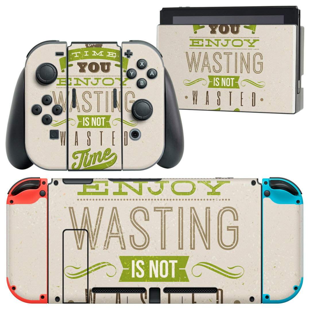 igsticker Nintendo Switch 用 デザインスキンシール 任天堂 ニンテンドー スイッチ 専用 本体ドック Joy-Con Joycon ジョイコン 専用 ゲーム機 カバー アクセサリー フィルム ステッカー 006606 英語　文字