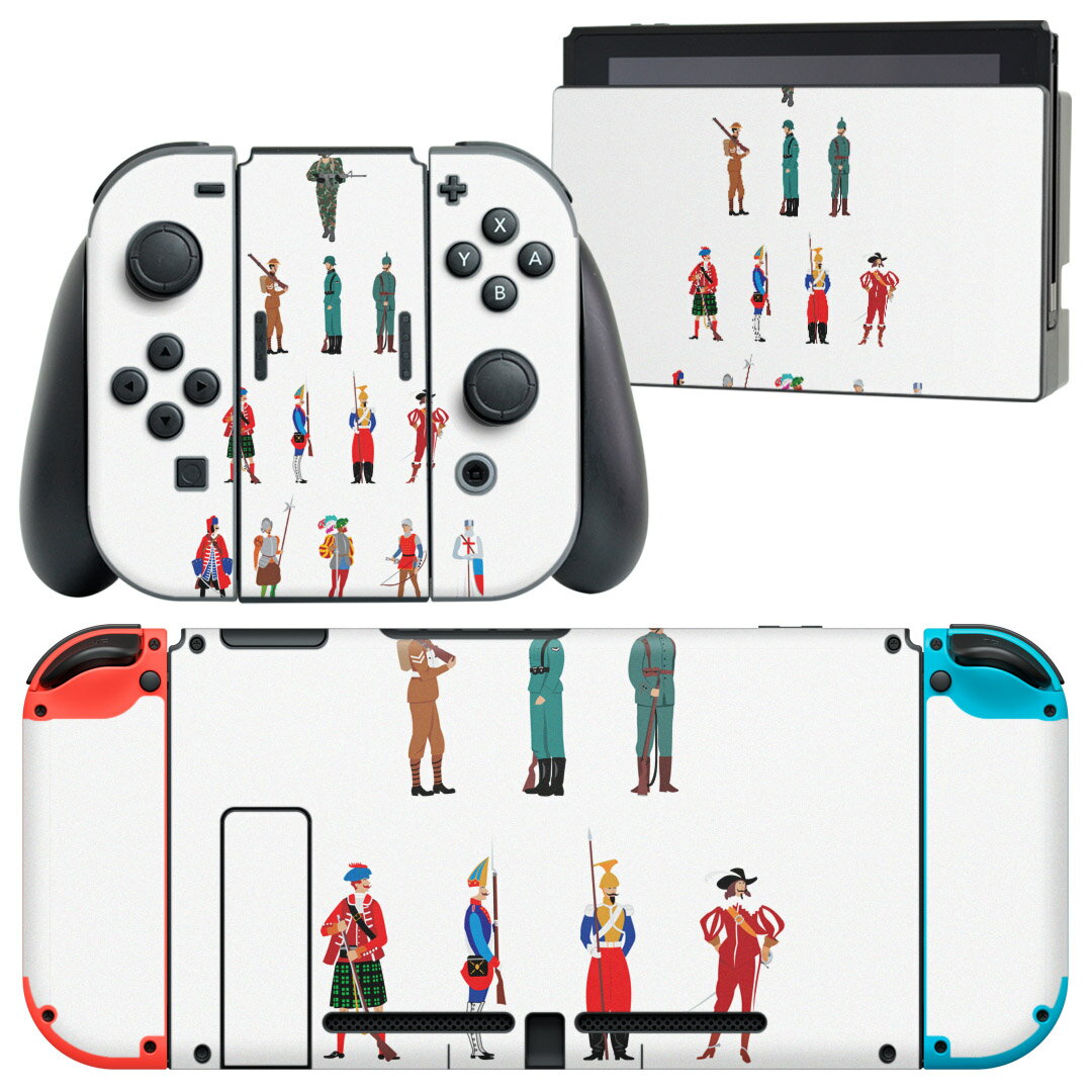 igsticker Nintendo Switch 用 デザインスキンシール 任天堂 ニンテンドー スイッチ 専用 本体ドック Joy-Con Joycon ジョイコン 専用 ゲーム機 カバー アクセサリー フィルム ステッカー 006645 兵隊　人物